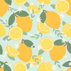 Fresh Lemon Pattern on Mint