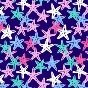(small scale) Starfish - dark blue - summer beach nautical - LAD19BS