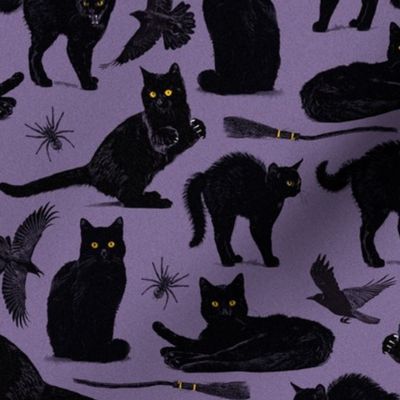 Normal scale • Witch black cat - purple