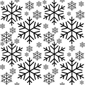 8" Black and White Snowflakes Pattern