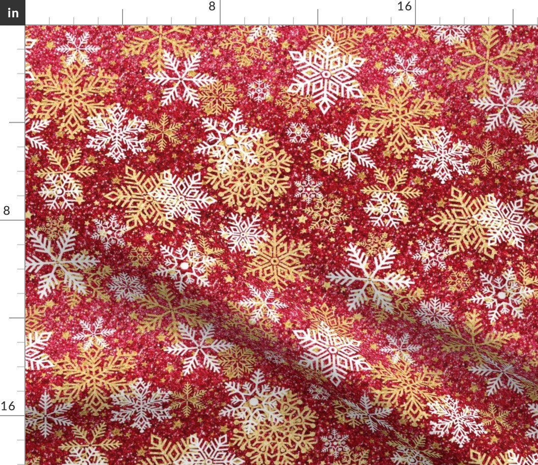Red glitter gold Snowflakes