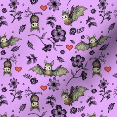 Bats & Hearts, Violet, SMALL PRINt