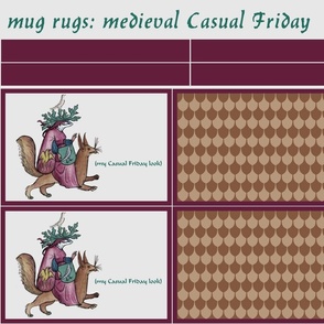 mug rugs: medieval Casual Friday (woman on squirrel)