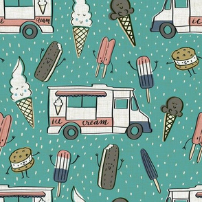 Vintage ice cream trucks - antique blue