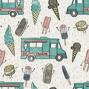 Vintage ice cream trucks - white