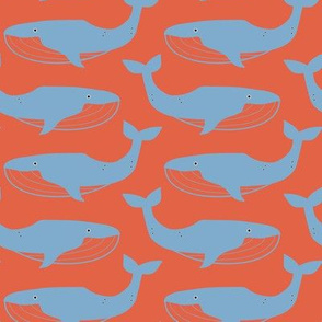 little creatures_nautical whales blue on red