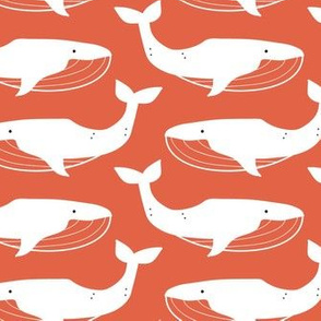 little creatures_nautical whales white on red