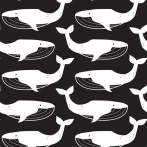 little creatures_nautical whales white on black