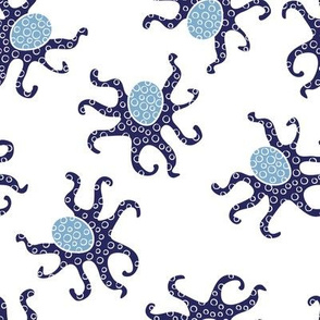 little creatures_nautical octopus blue on white