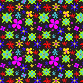 8" Bright Vector Flowers Abstract Pattern 12x12 150PPI-ch