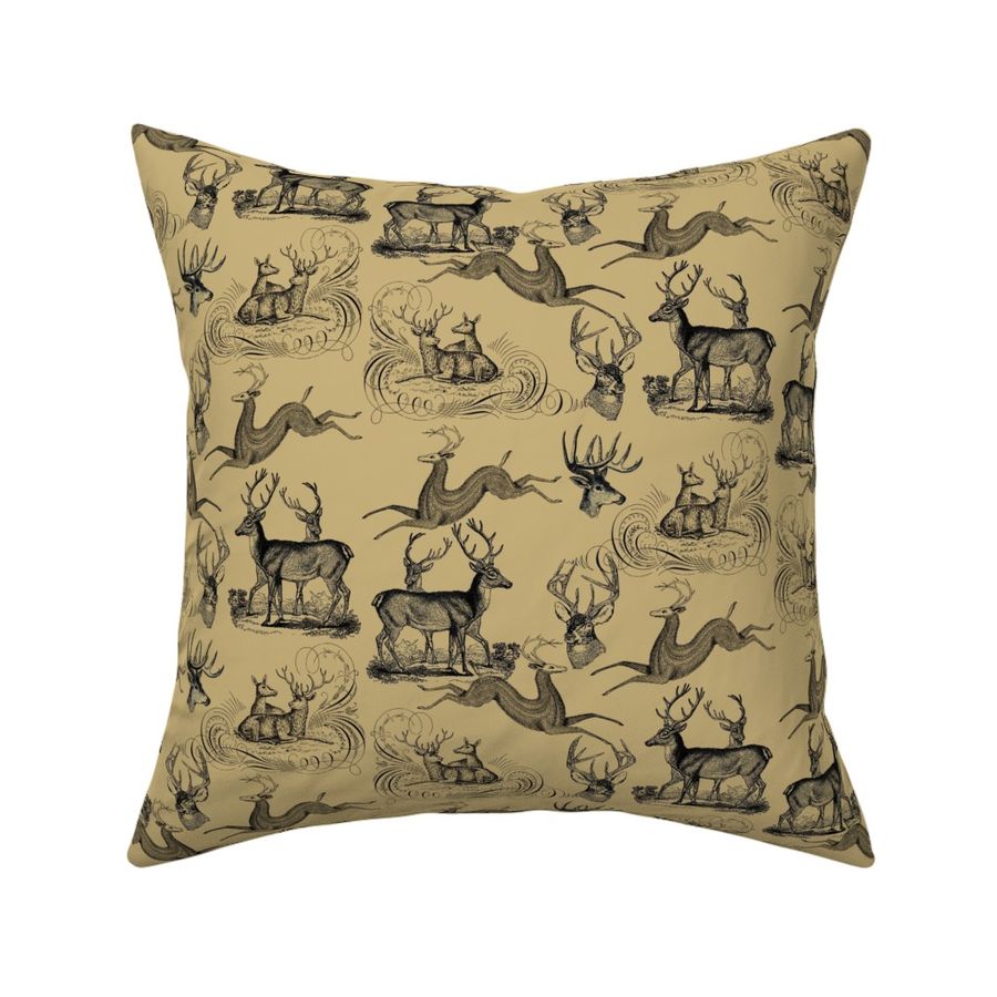 8" Vintage Rustic Deer Pattern on Tan