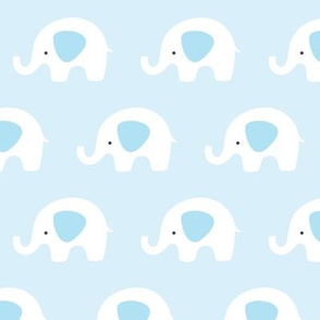 Modern Cute Elephants in Blue and White 