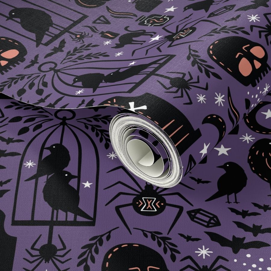 Large Spooky Witchcraft Halloween Purple