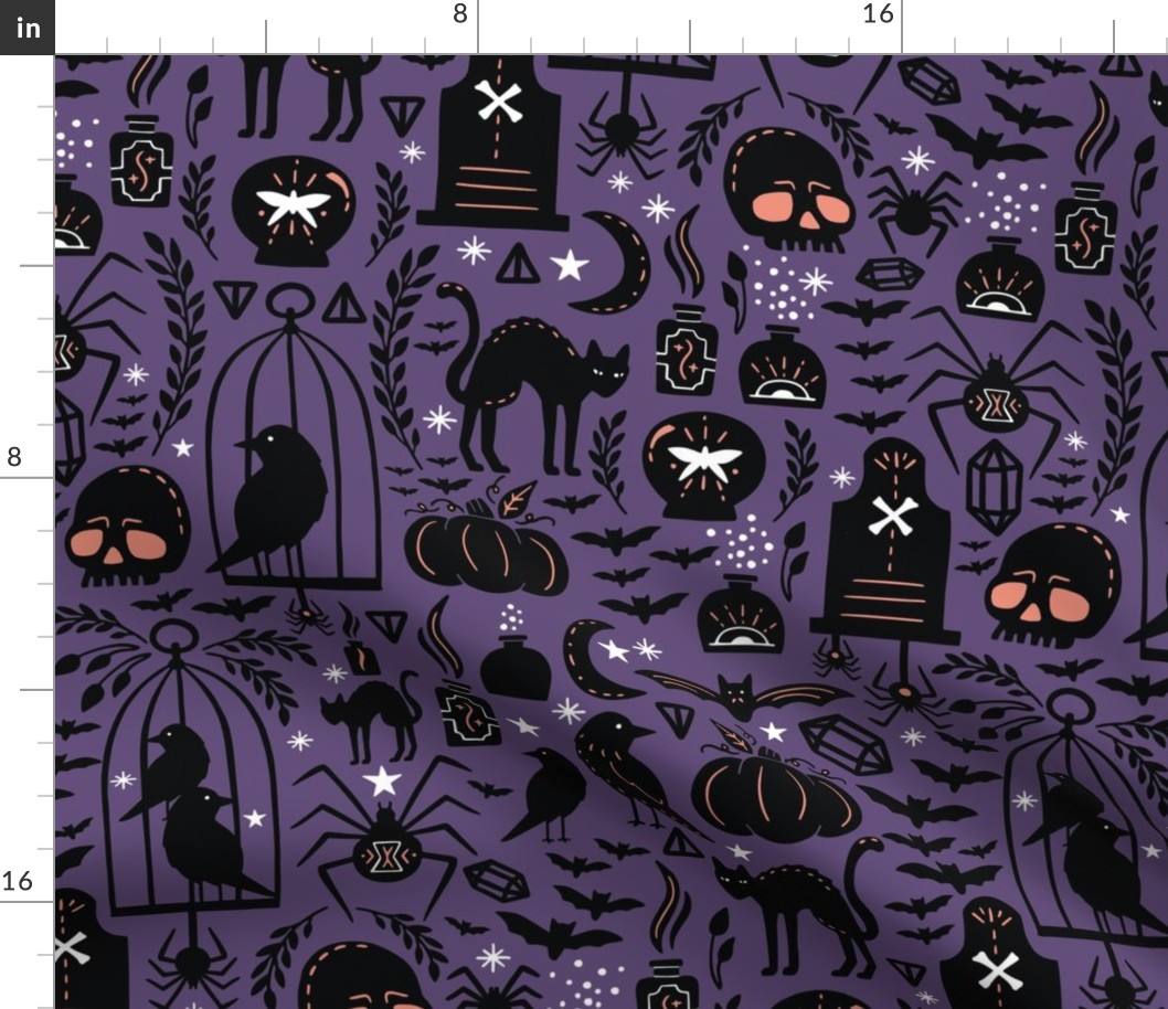 Large Spooky Witchcraft Halloween Purple