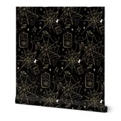 Gothic// Halloween//Spider Web//Tarot Cards//Black-Gold