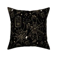 Gothic// Halloween//Spider Web//Tarot Cards//Black-Gold