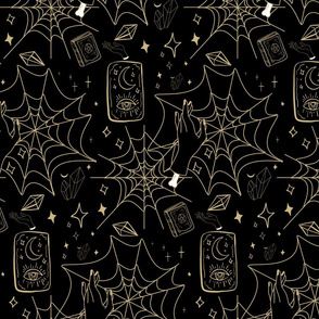 Gothic// Halloween//Spider Web//Tarot Cards//Black-Gold