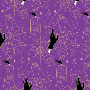 Gothic// Halloween//Spider Web//Tarot Cards//Purple-Black