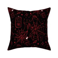 Gothic// Halloween//Spider Web//Tarot Cards//Black-Red