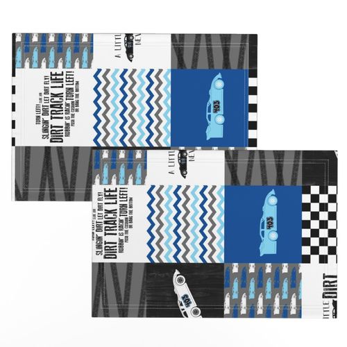 Dirt Track//Blues//403 - Wholecloth Cheater Quilt - Rotated