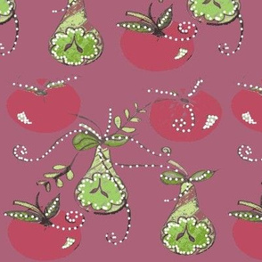 Hand Drawn Fruits -  Winter Collection 2020 - Maroon - 