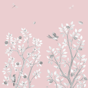 FABRIC  Griege both trees on BLUSH 