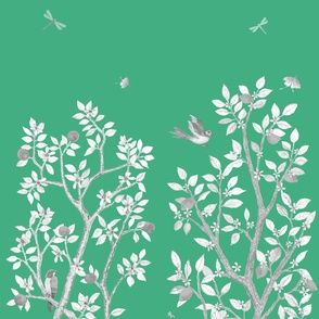 FABRIC Griege both Trees on Jade 