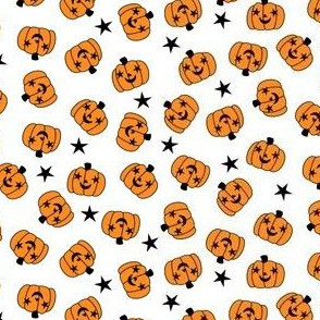 Happy Jack O lanterns and Stars on white