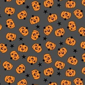 Happy Jack O lanterns and Stars in dark gray