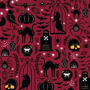 Medium Spooky Witchcraft Halloween Red