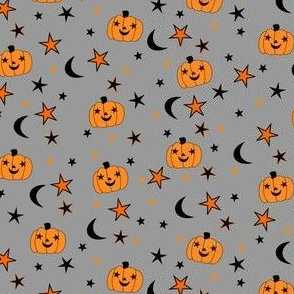 Stars and Jack O Lanterns in gray