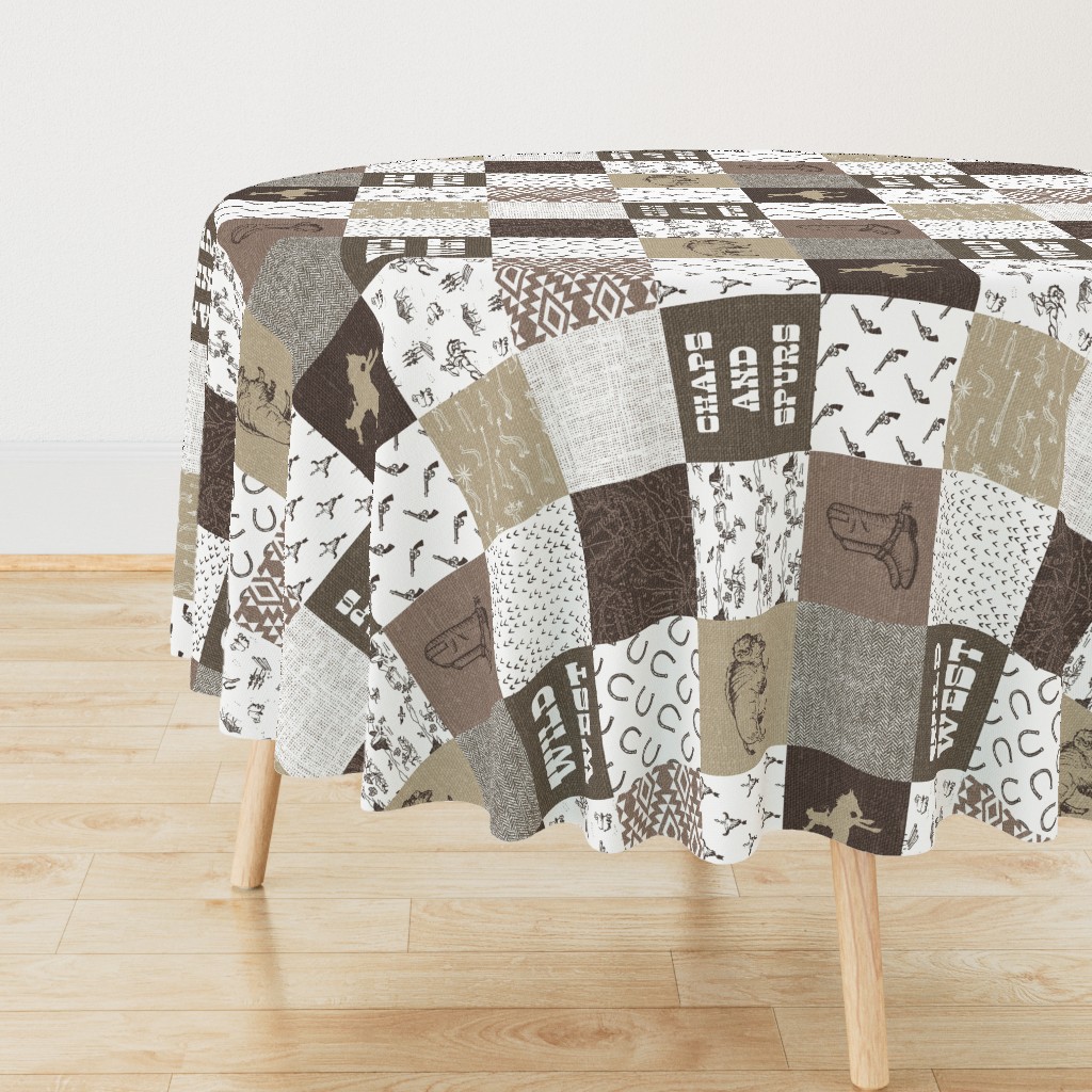 Wild West Wholecloth Cheater Quilt rotated - 6 inch squares