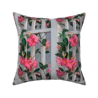 8x11-Inch Repeat of Coral Mandevilla with Gray Tie Dye Background