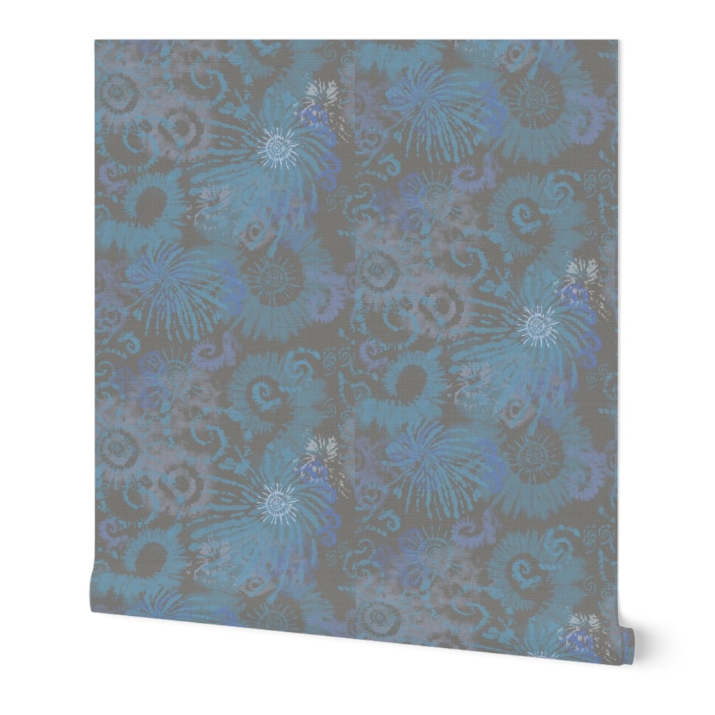 8x11-Inch Repeat of Blue Gray Tie Dye in Half-Drop