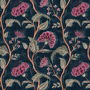 Indienne Vine - midnight velvet - medium scale