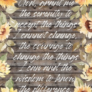 Serenity Prayer Sunflower dark wood - 54x72 inches