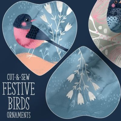 Cut and Sew Festive Birds Ornaments