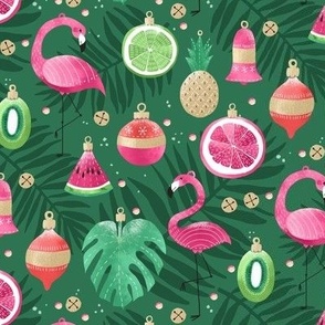 Tropical Flamingo Christmas Ornaments / Small Scale