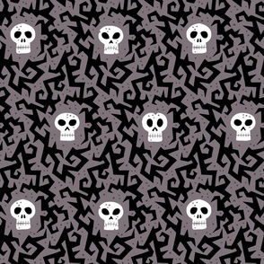Halloween thorny skulls warm gray