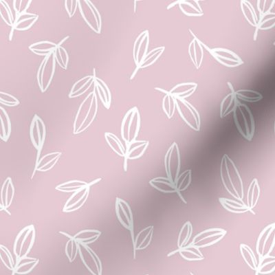 Minimal autumn leaves delicate petals garden sweet baby nursery neutral boho design soft pink white