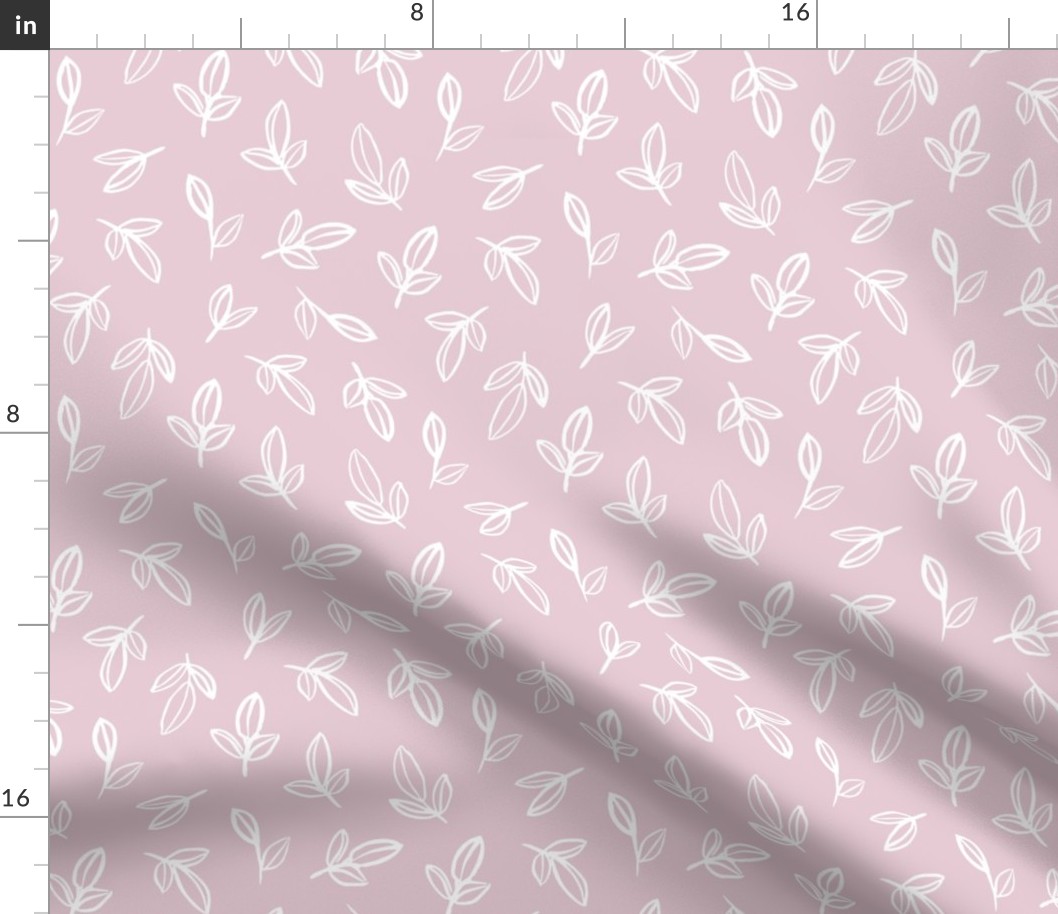 Minimal autumn leaves delicate petals garden sweet baby nursery neutral boho design soft pink white