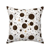 8" Polka Dots and Swirls Pattern in Tan and Mocha Brown