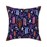 Gothic halloween 2 in purple and blue with spider webs- medium scale