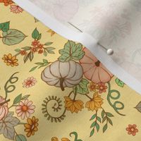 Contemporary Tossed Sunflower and Pumpkin Chintz - yellow - tiny