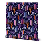 Gothic halloween 1 in purple and blue - medium scale