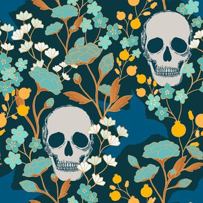 Garden of Skulls {Blue/Copper}