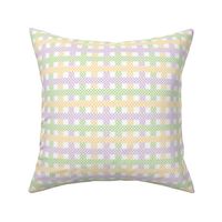 Criss Cross Polka Dot Stripes in Pastel Yellow Lavender Purple and Mint Green