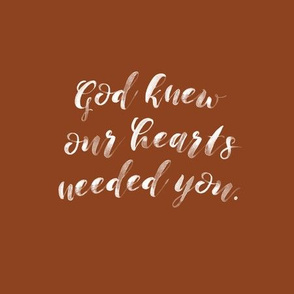 9" square: spice // god knew our hearts needed you