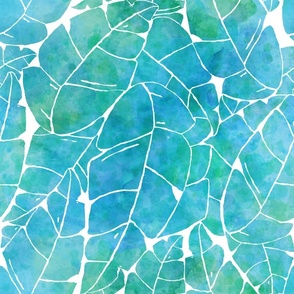 Tropical Canopy - Blues/Greens on White