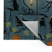 Bats, cats and crows on lampshade. Large scale.